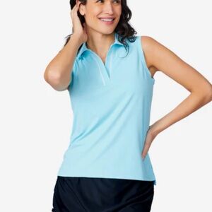 🌟NWT Free Country🌟 golfing or tennis Light Blue Sleeveless Polo Shirt size large